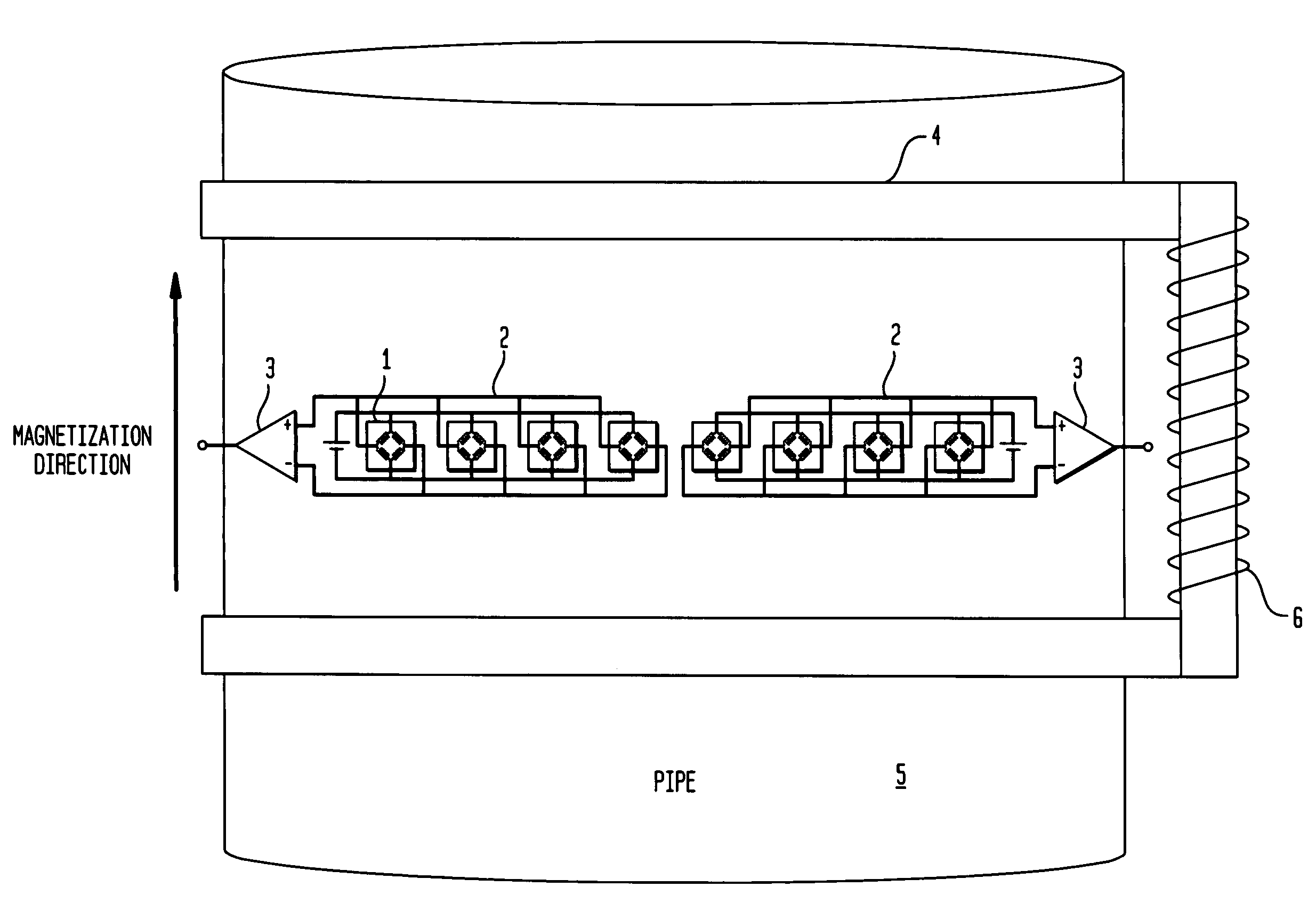 Device for nondestructive testing of pipes