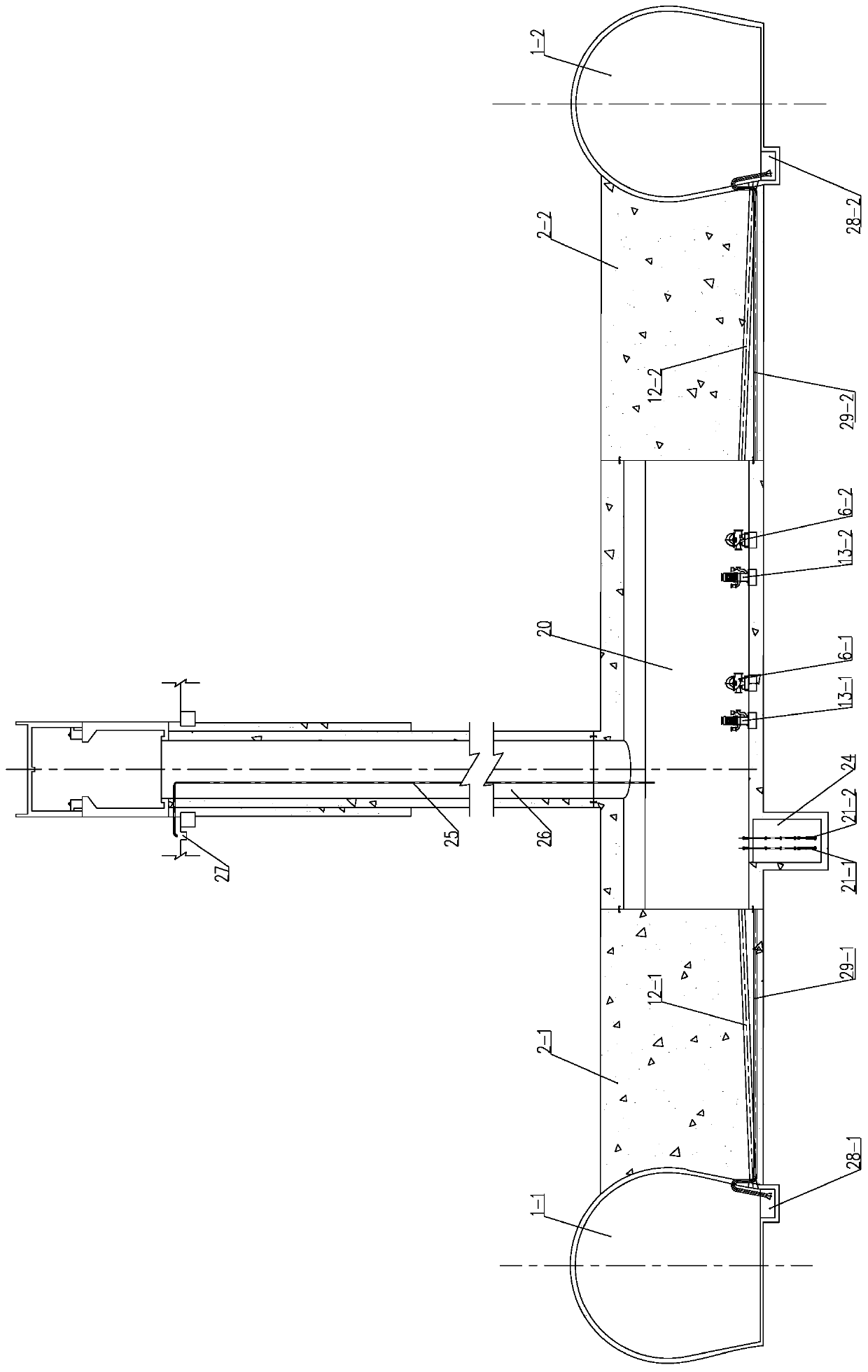 Service drainage system for V-shaped tailrace tunnel group