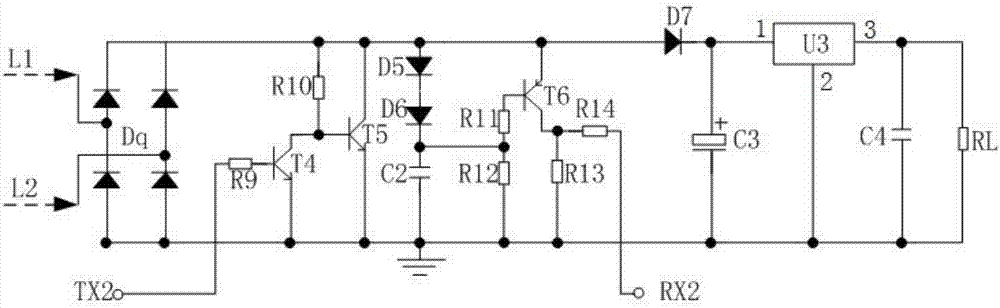 Two-line system constant current source carrier communication bidirectional transmitting/receiving circuit