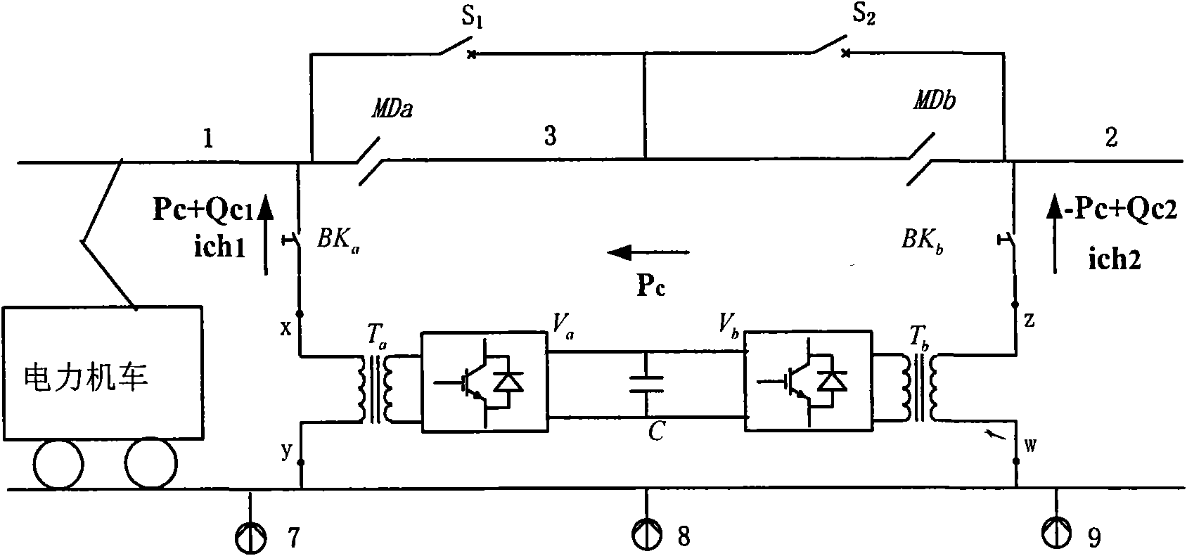 Electric split-phase non-interruption flexible connection-compensation device and method for traction electric network