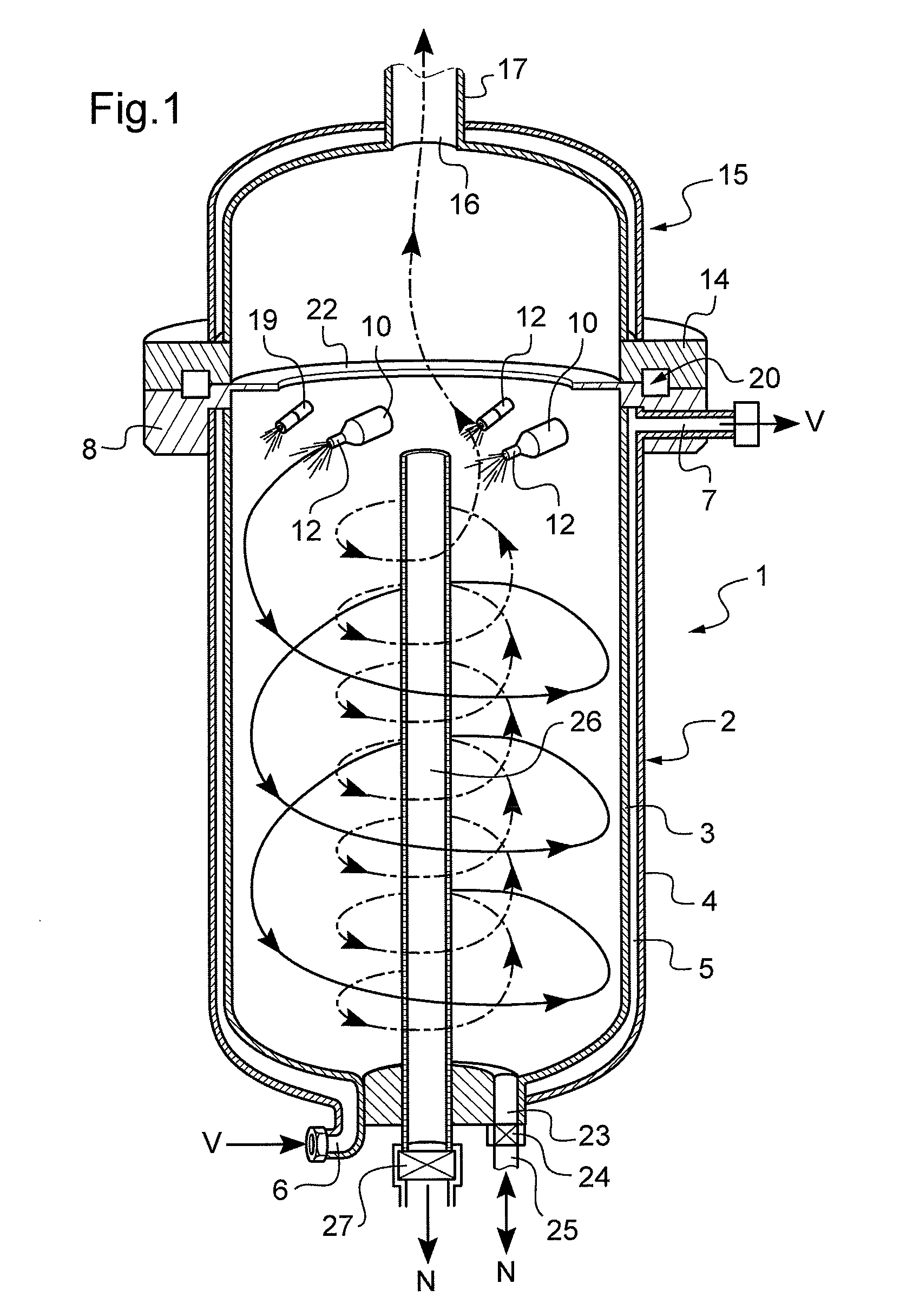 Device for evaporating a treatment liquid