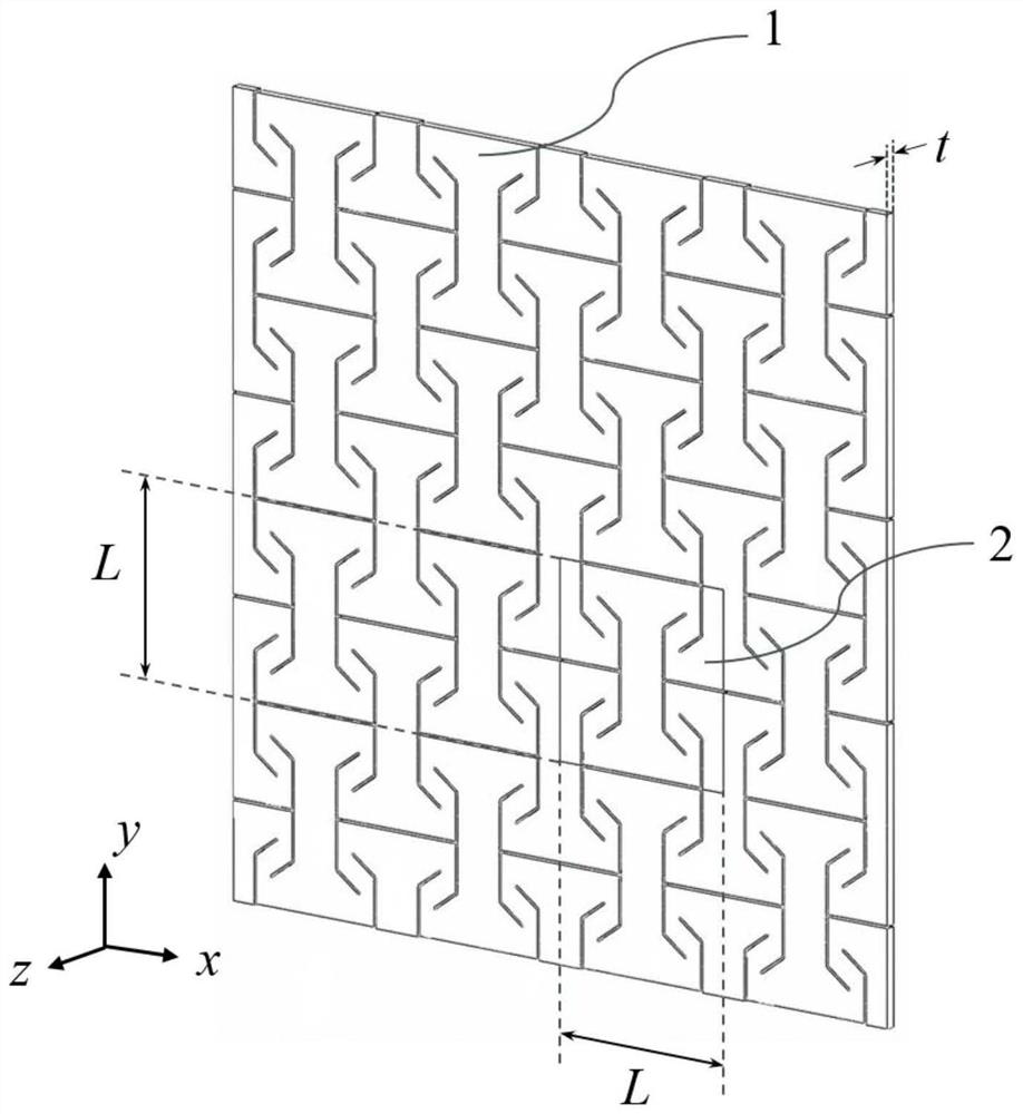 Paper-cut metamaterial with adjustable auxetic characteristic under large stretching amount and design method of paper-cut metamaterial