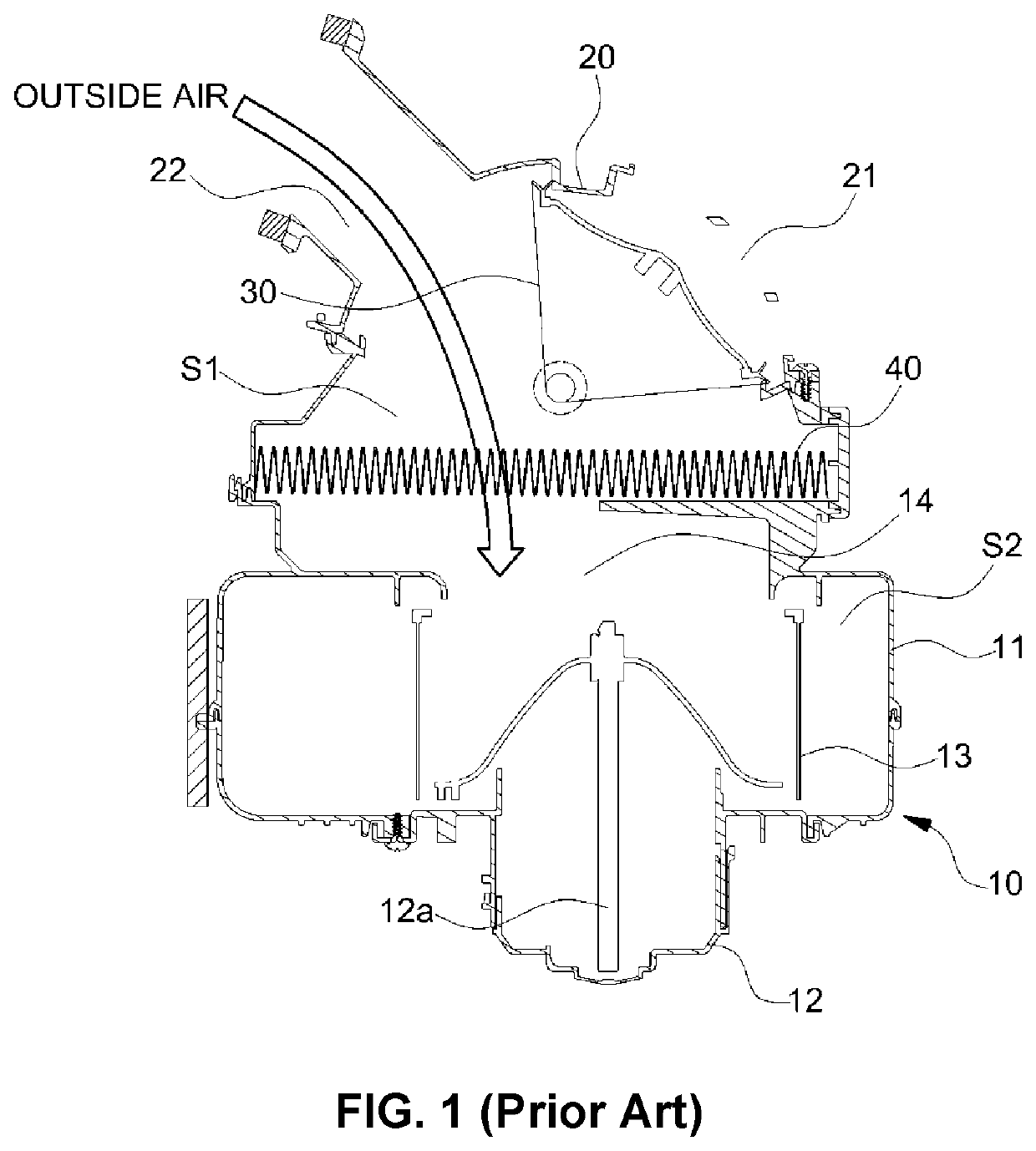 Vehicle air conditioning system for separately controlling flow of inside/outside air