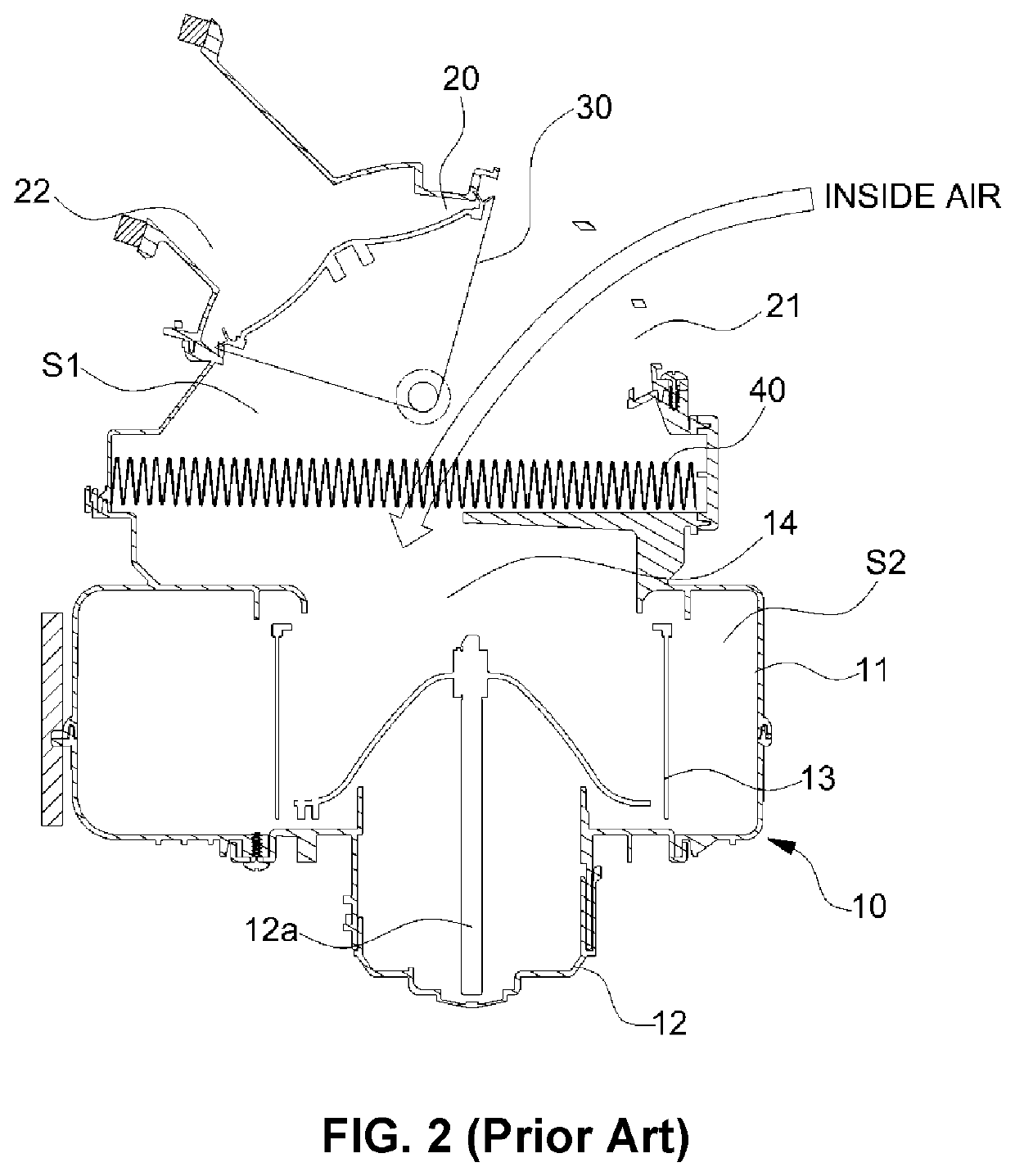 Vehicle air conditioning system for separately controlling flow of inside/outside air