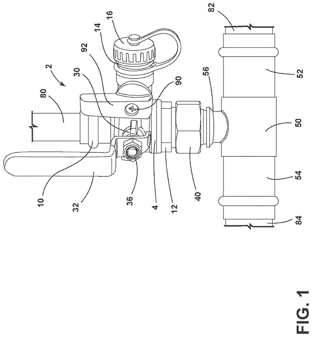 Tee union ball drain valve