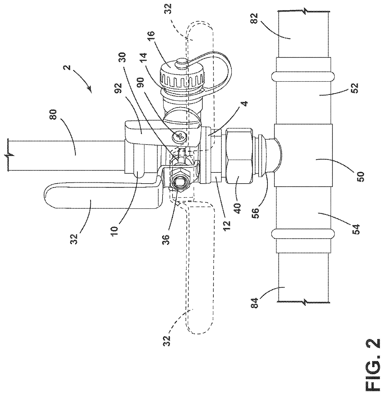 Tee union ball drain valve