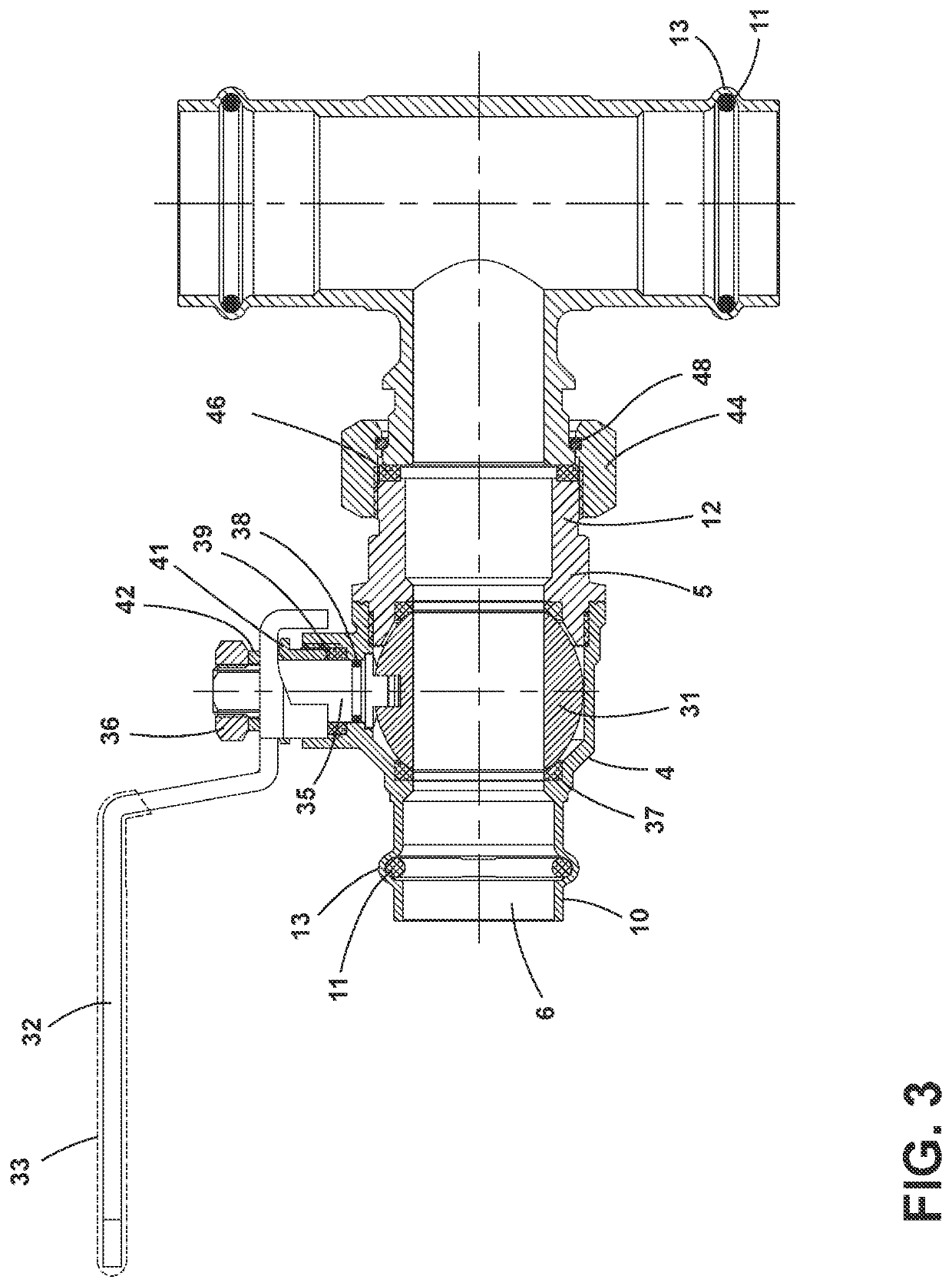 Tee union ball drain valve