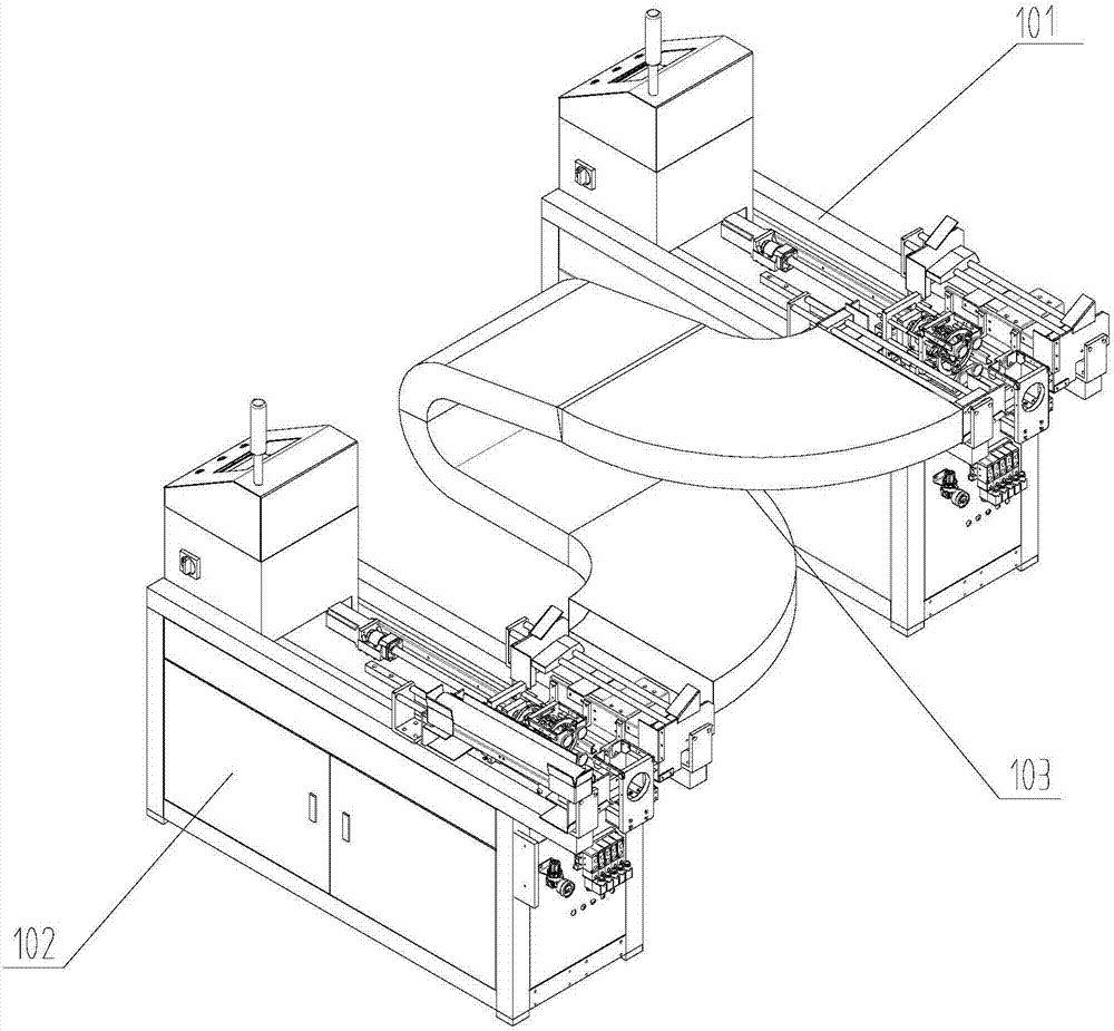 A double-end processing and clamping device for thin-walled metal tubes capable of automatic reversing