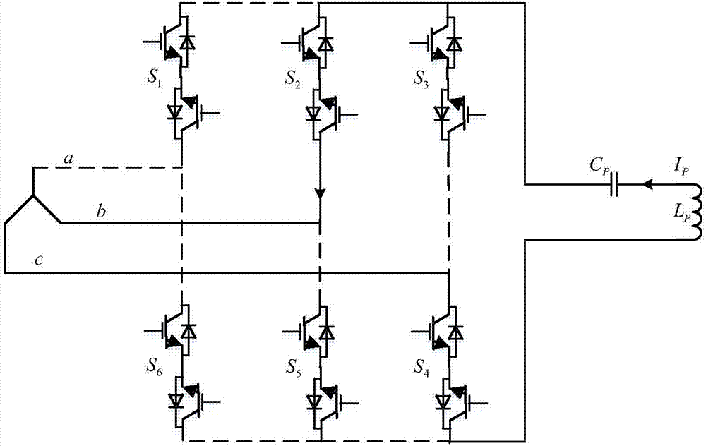 Three-phase AC-AC converter used for wireless electric energy transmission system and control method of three-phase AC-AC converter