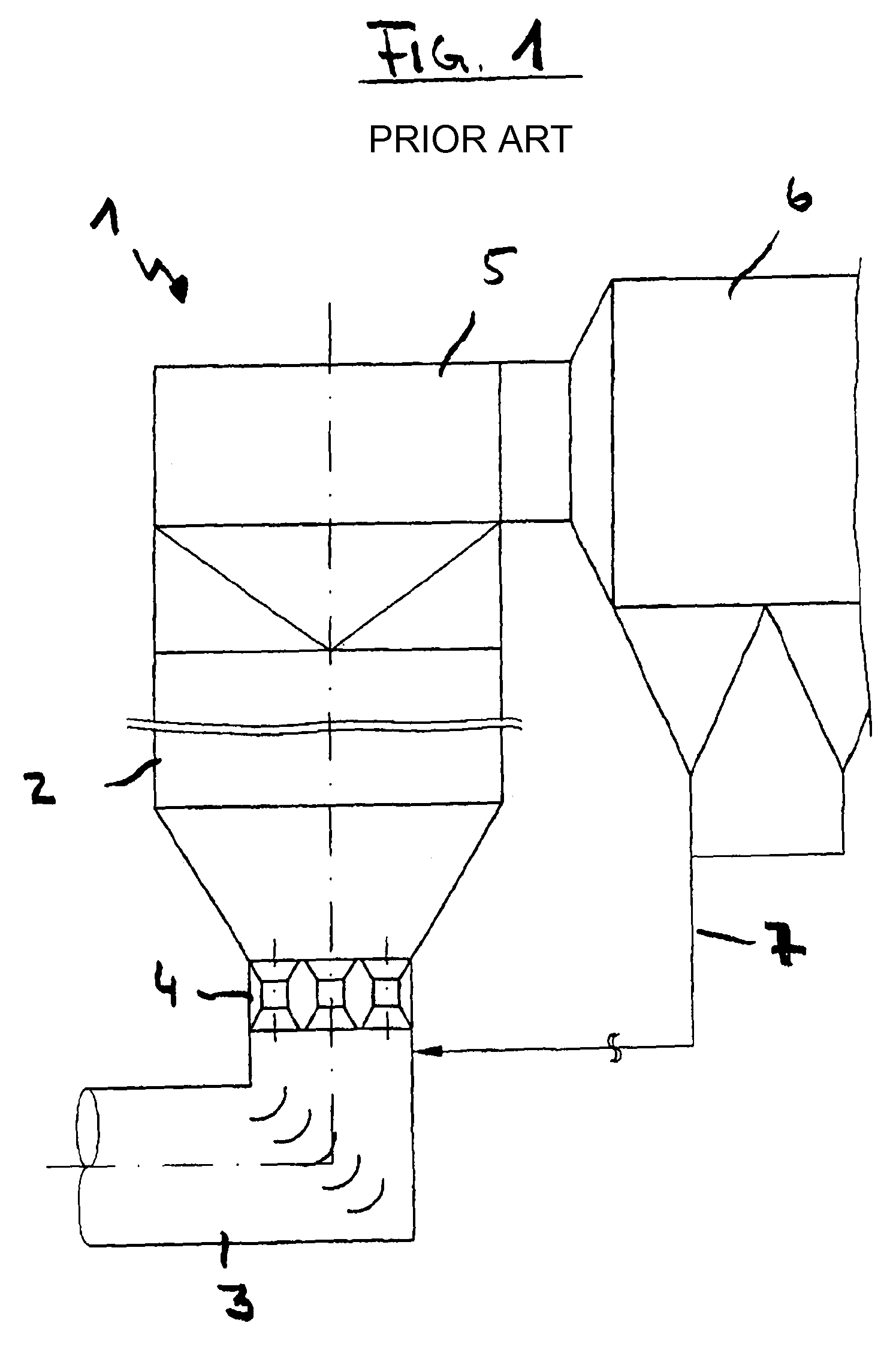 Flue gas purification system with different nozzles