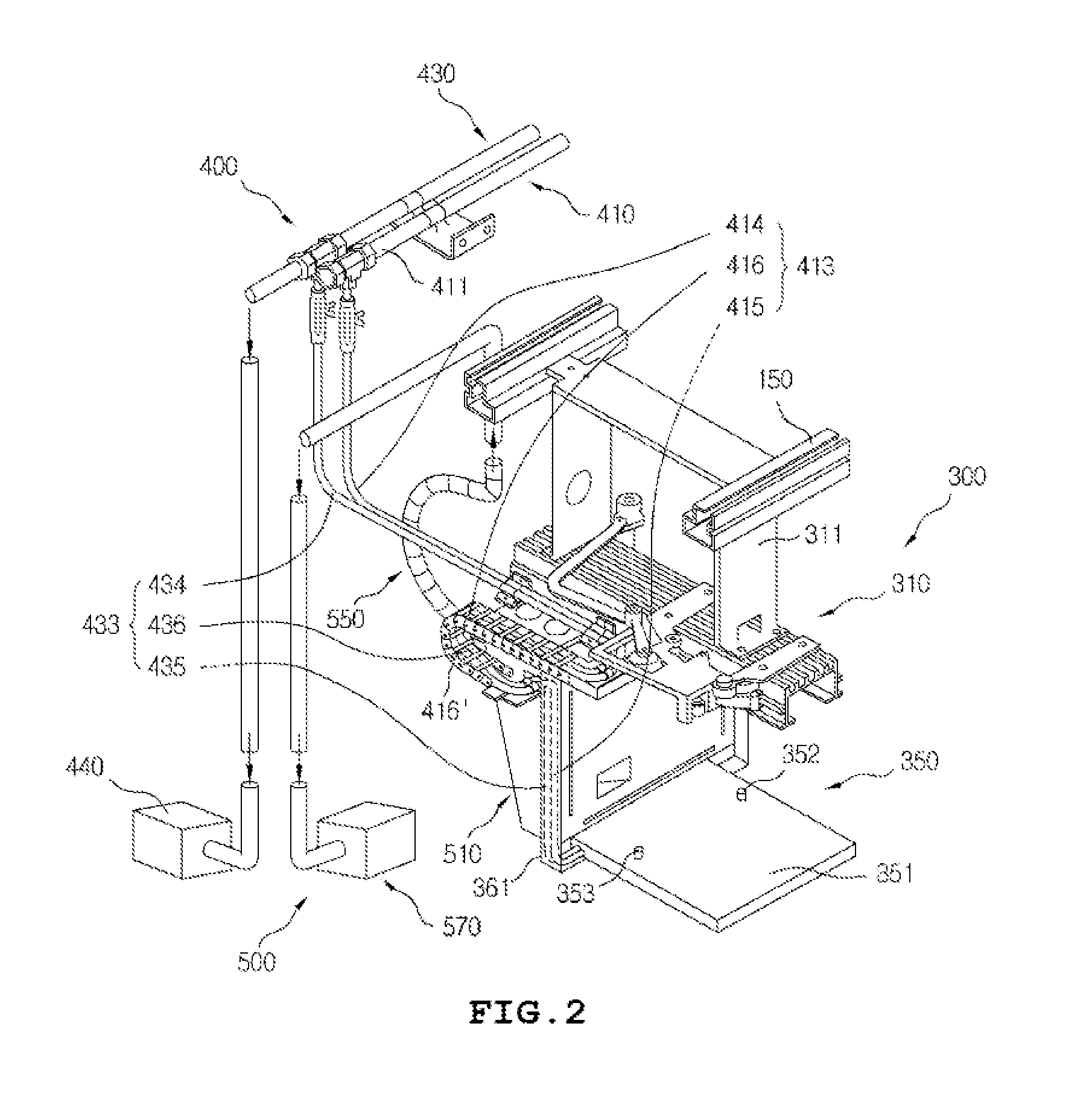 Apparatus of inhalation type for stocking wafer at ceiling and inhaling type wafer stocking system having the same