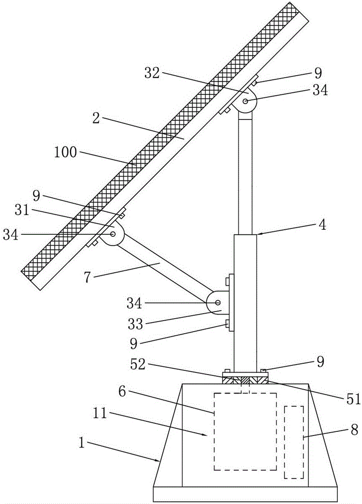 Solar cell panel mounting structure capable of intelligent rotation adjustment