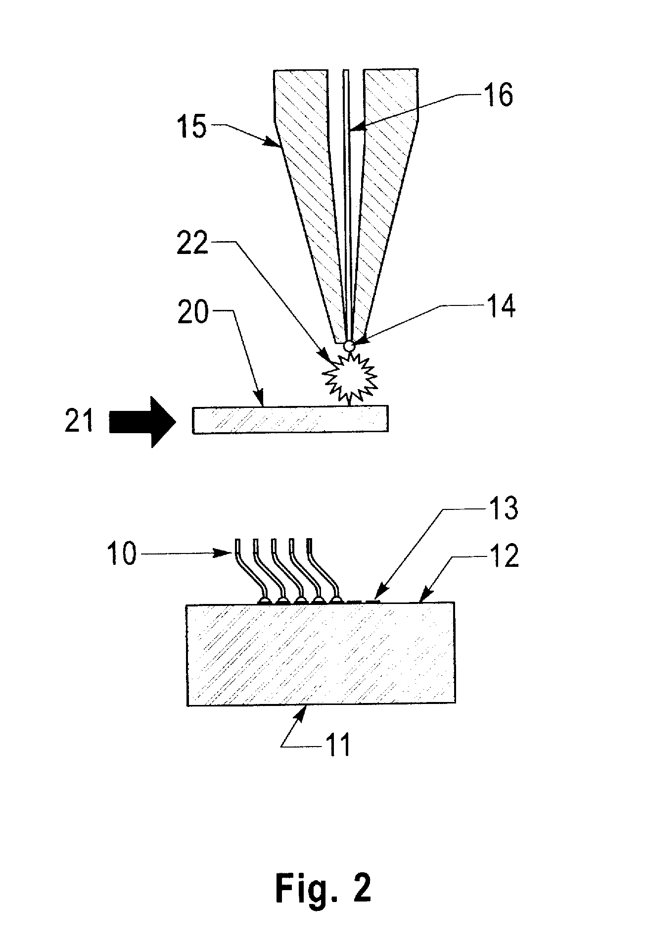 Angled flying lead wire bonding process