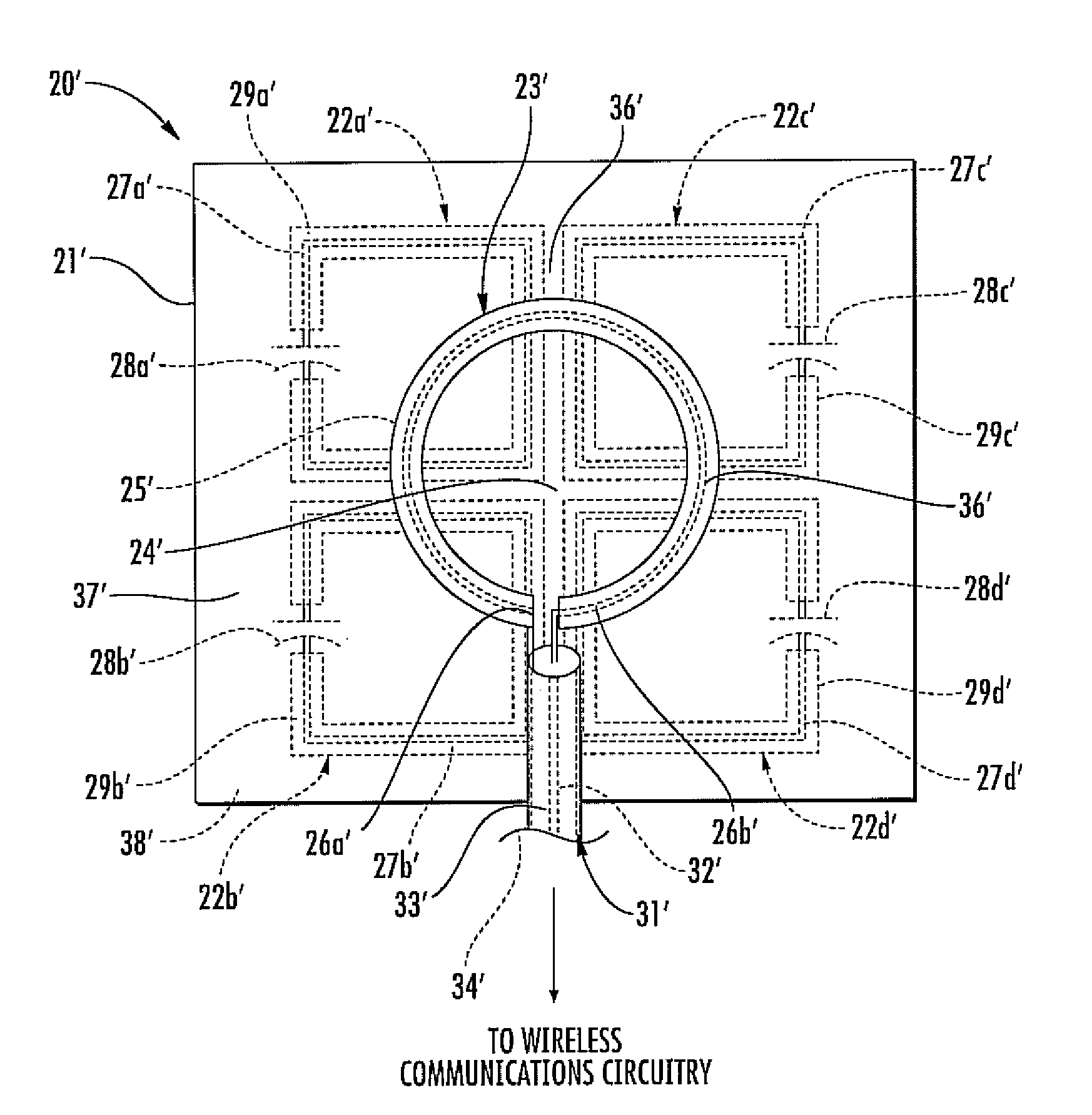 Wireless communications device including side-by-side passive loop antennas and related methods