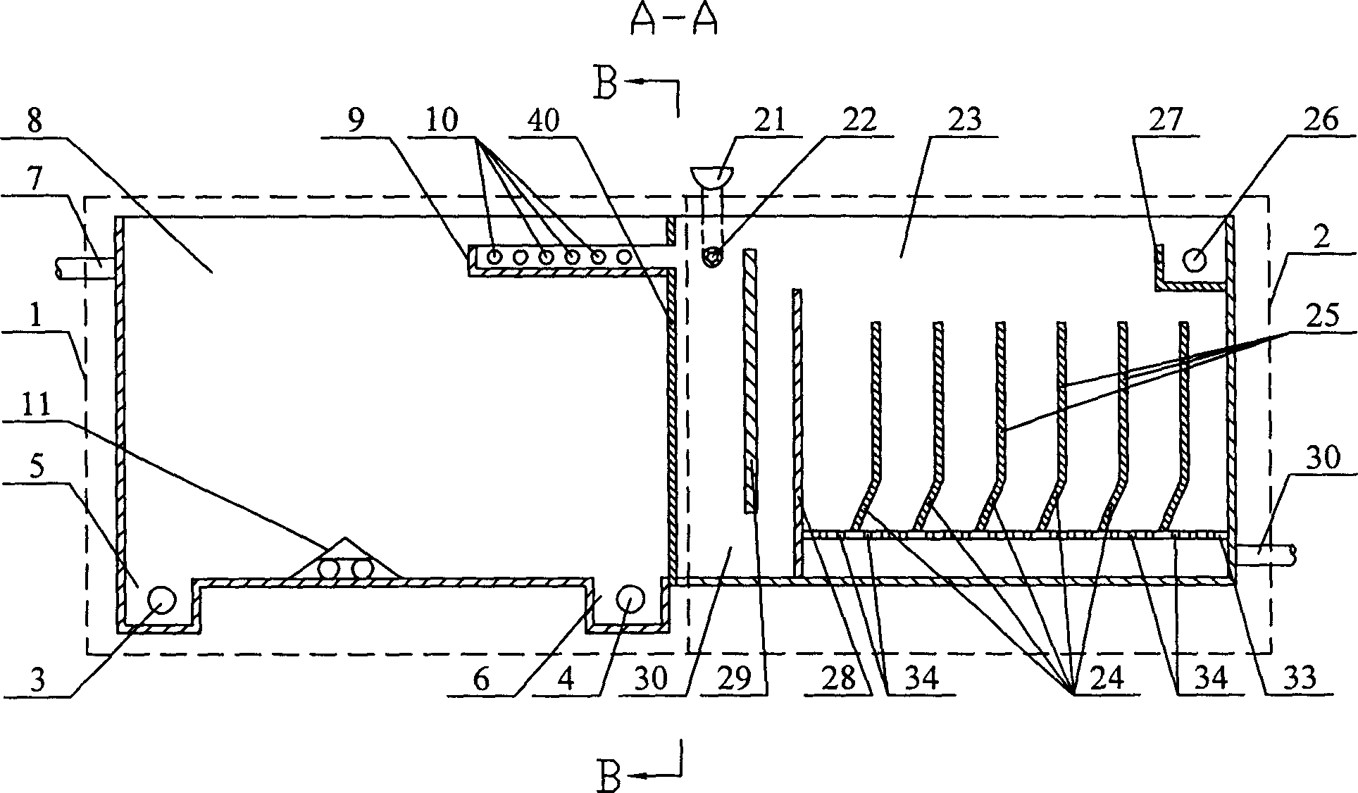 Precipitation pneumatically supported serial composite solid-liquid separator