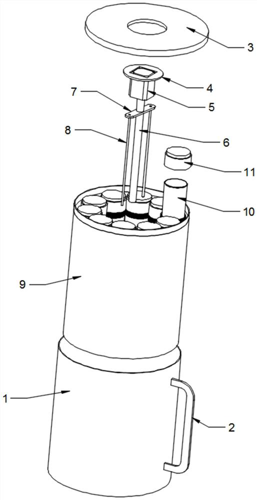 Liquid split charging device for microbiological inspection
