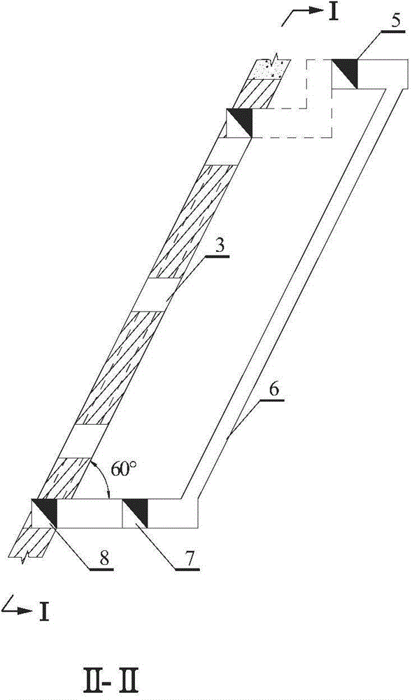 Diagonal ore-break-down medium-length hole mining method for steeply-inclined thin vein ore body