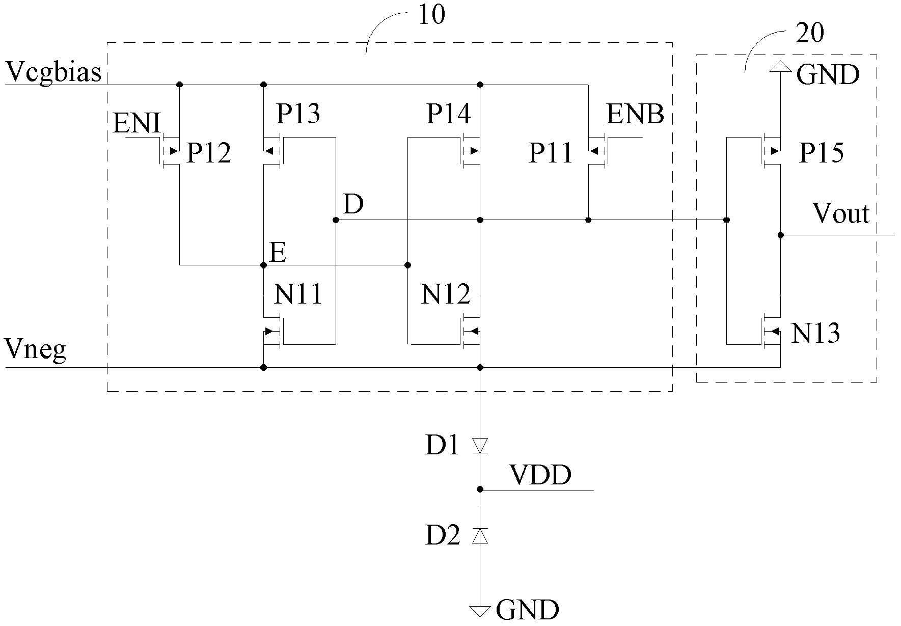 Negative voltage transformation circuit
