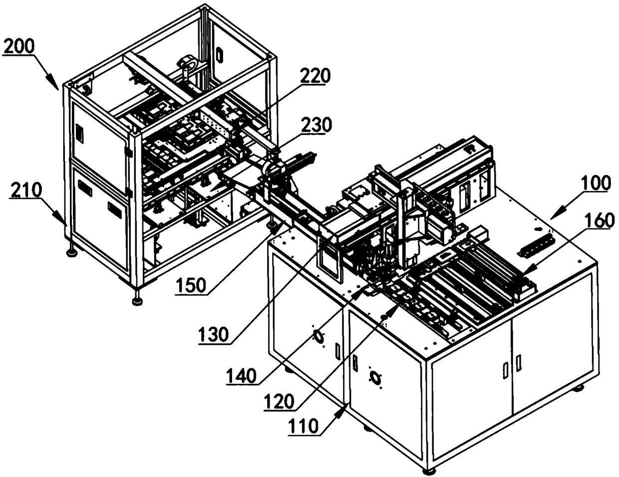 Automatic assembly and tray arrangement equipment for computer screens