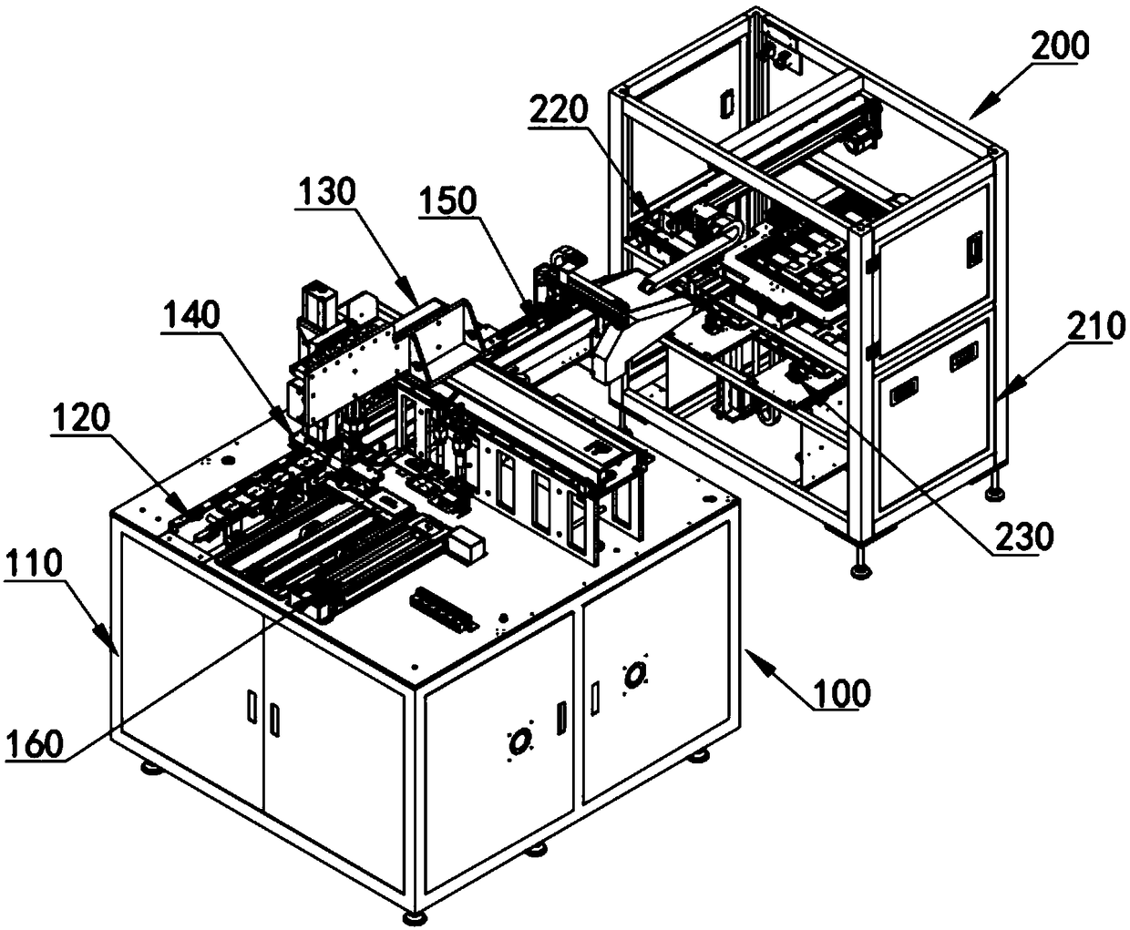 Automatic assembly and tray arrangement equipment for computer screens