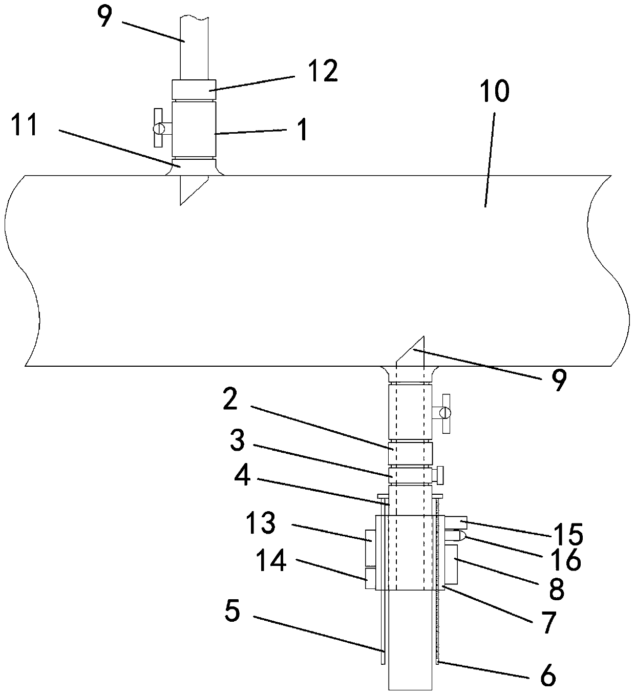 Remote automatic dismounting device for ultrasonic probe of gas pipeline and working method