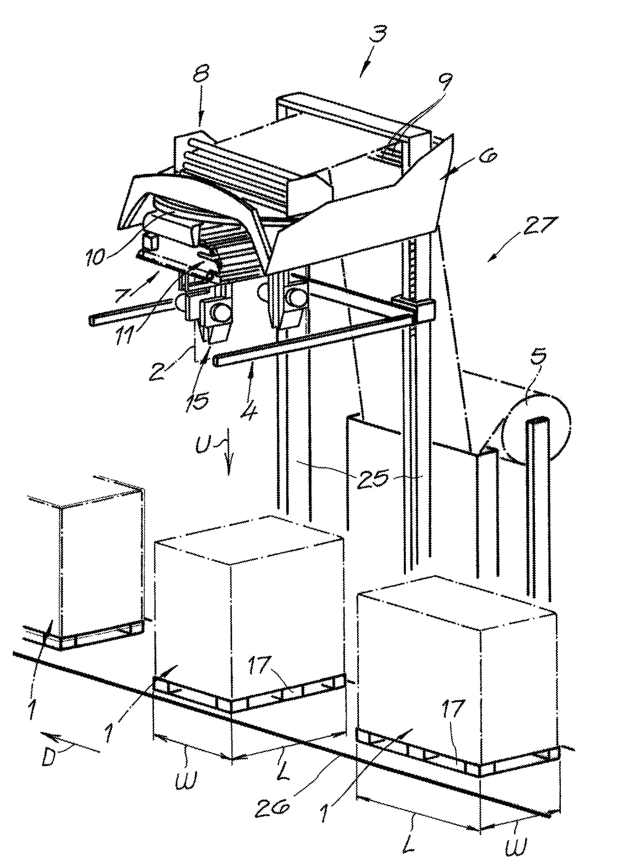 Method and apparatus for wrapping a foil around a stack of objects
