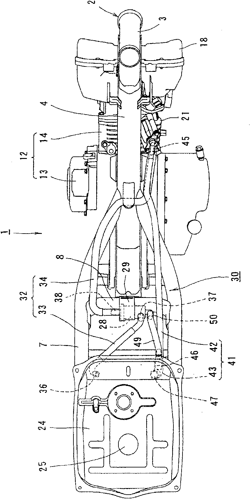 Fuel feeding device for motorcycle