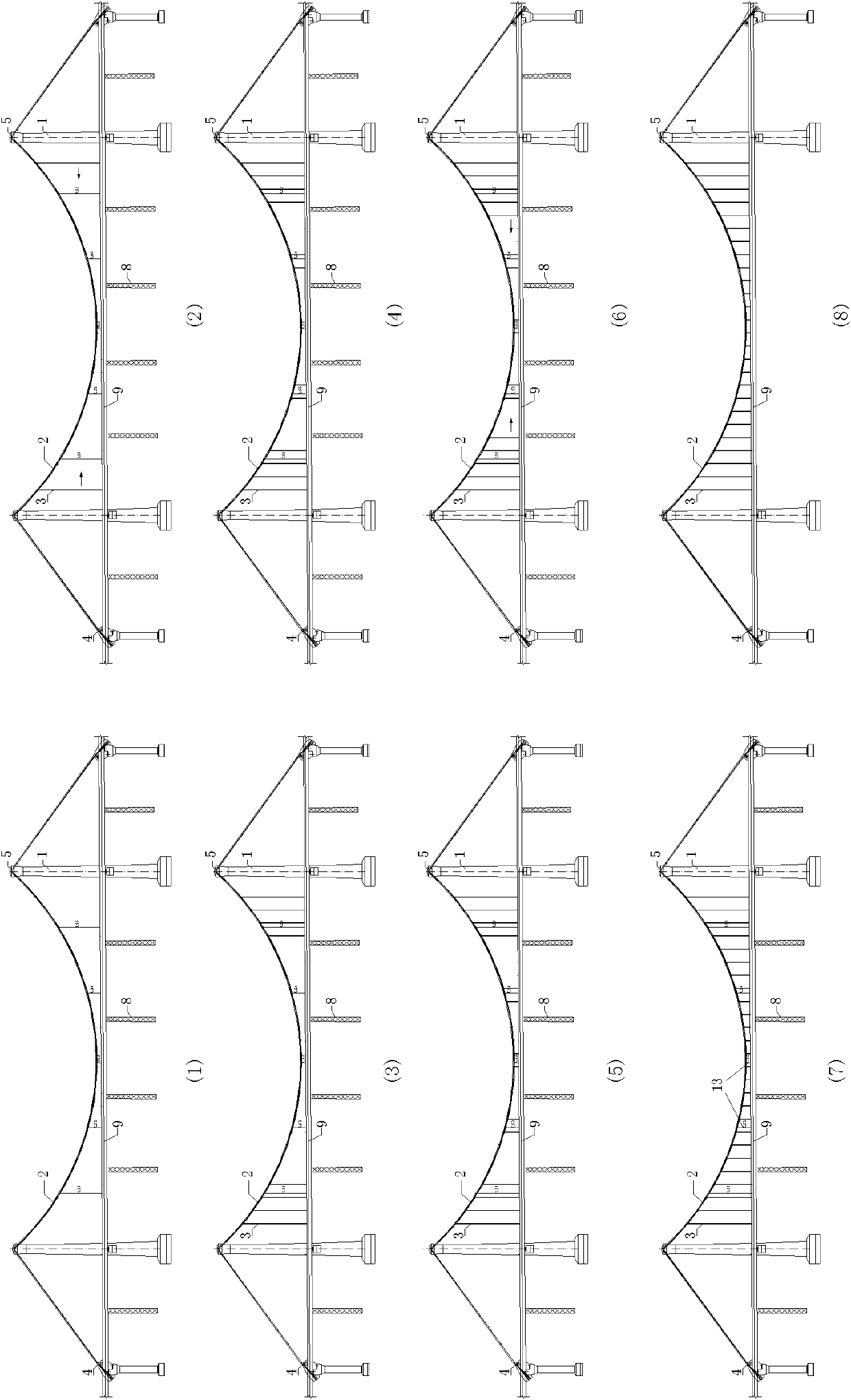 Suspender tensioning method of double-tower single-span self-anchored suspension bridge with high-cross dip and spatial cable