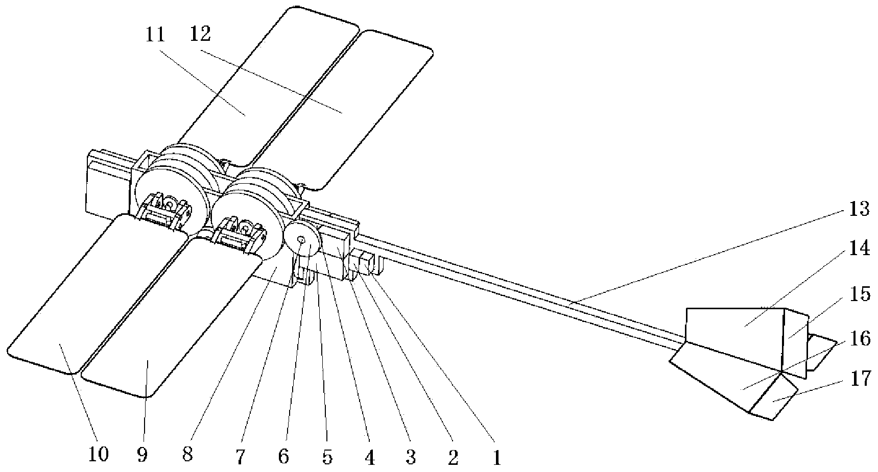 Miniature insect-like double-rotation flapping wing air vehicle