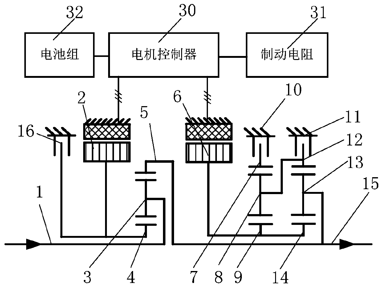 Commercial vehicle hybrid power transmission device with retarding function
