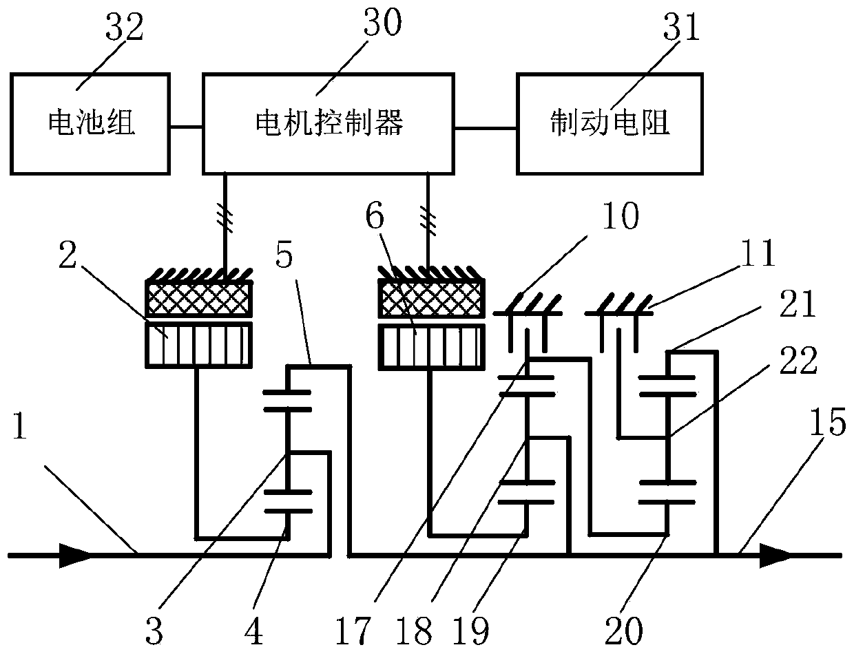 Commercial vehicle hybrid power transmission device with retarding function
