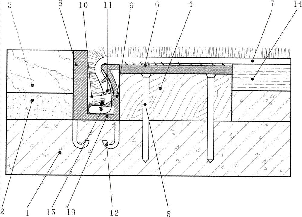 A splicing structure of stone floor and carpet