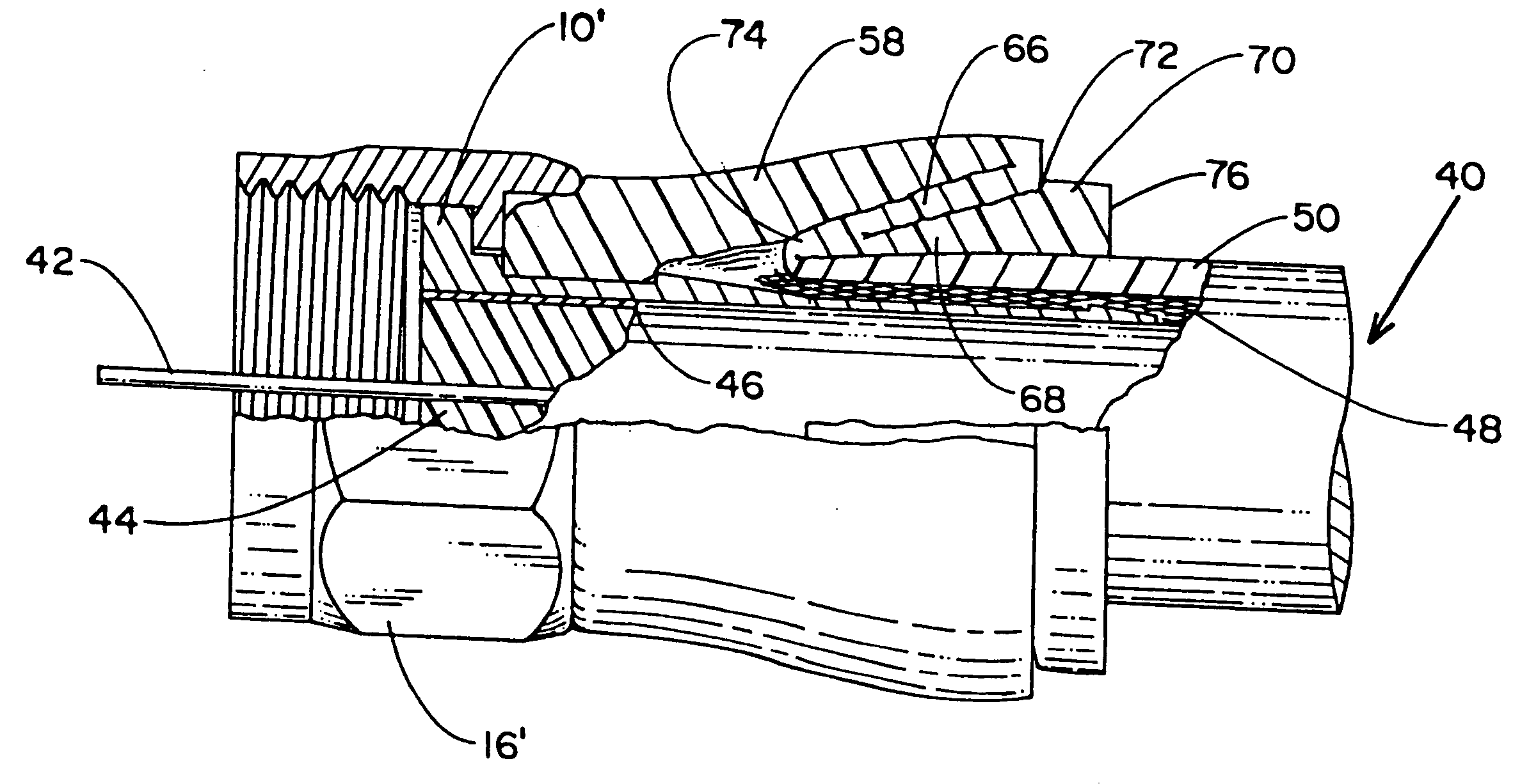 Compression connector for coaxial cable and method of installation