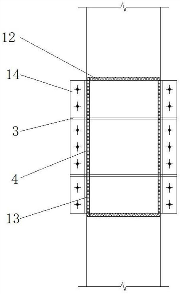 Concrete column and steel beam connecting structure