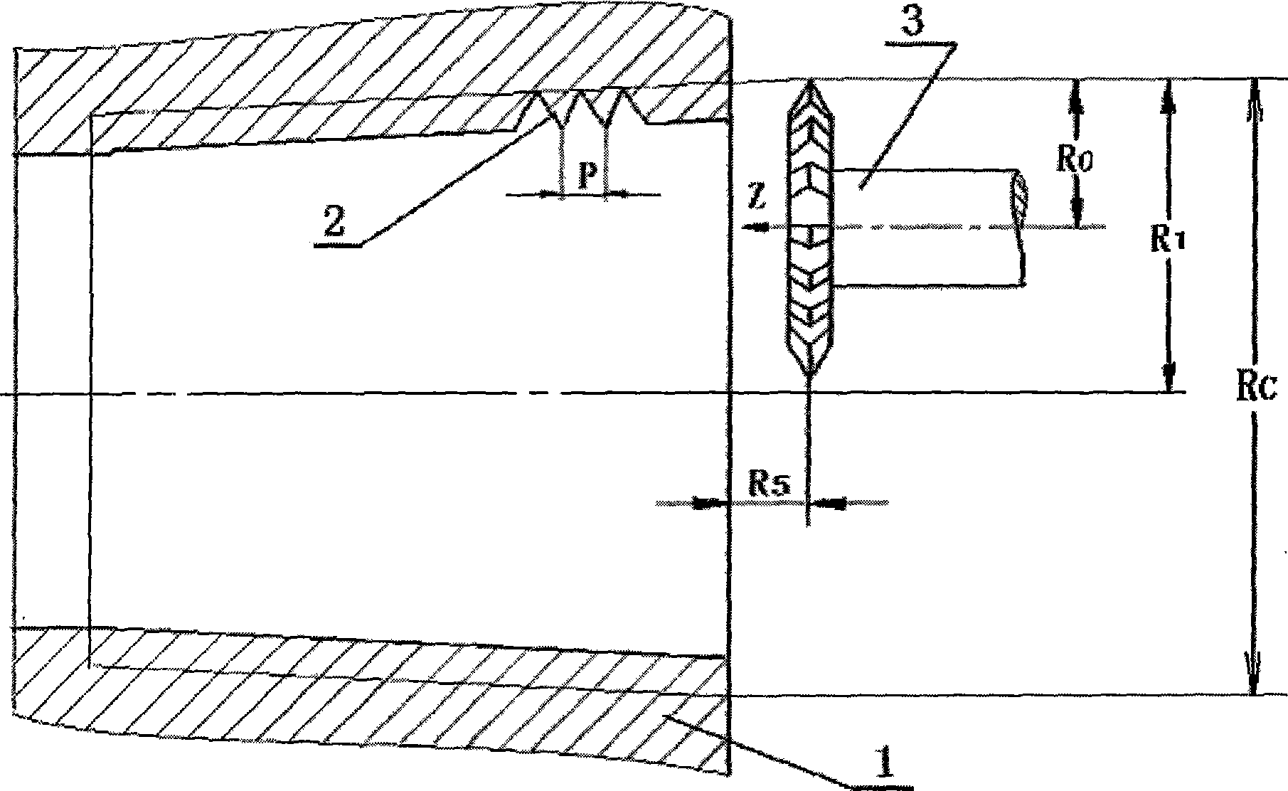 Processing method of conical tube internal thread of large diameter