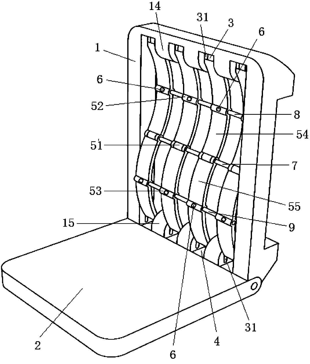 Chair back with function of fitting to human back through curve self-regulation