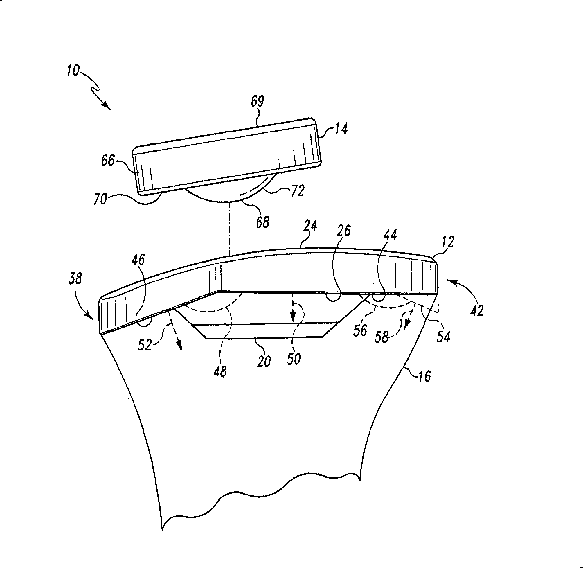 Mobile bearing assembly having a non-planar interface