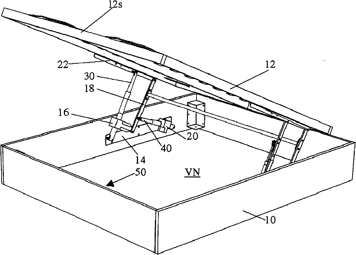Articulated mechanism for a bed