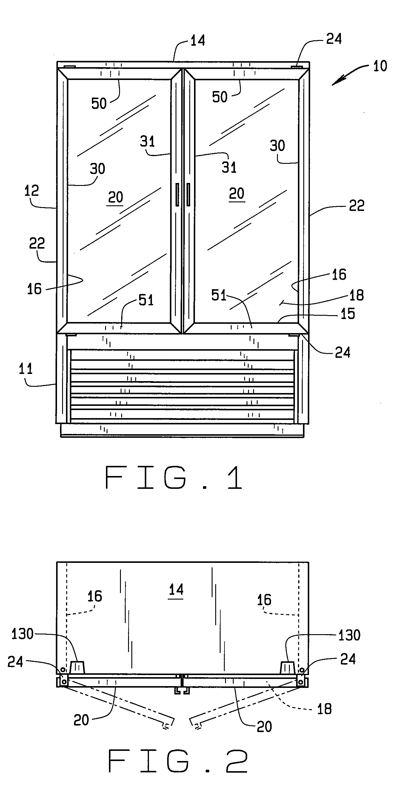 Glass door merchandiser having LED lights and mounting assembly therefor