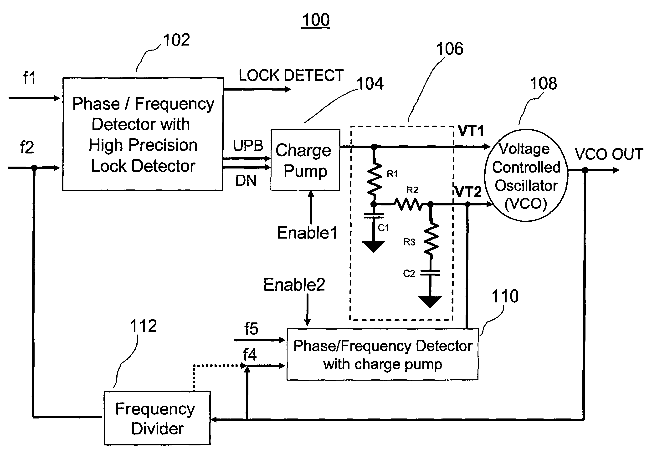 Low noise phase locked loop with a high precision lock detector