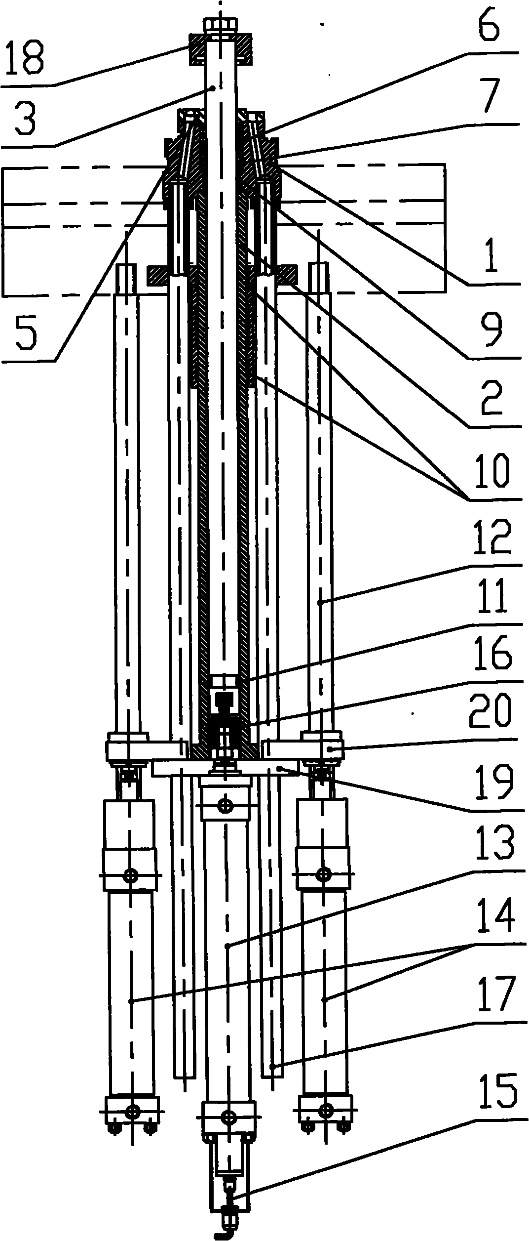 Leak-free center mechanism of hydraulic tyre shaping and curing press