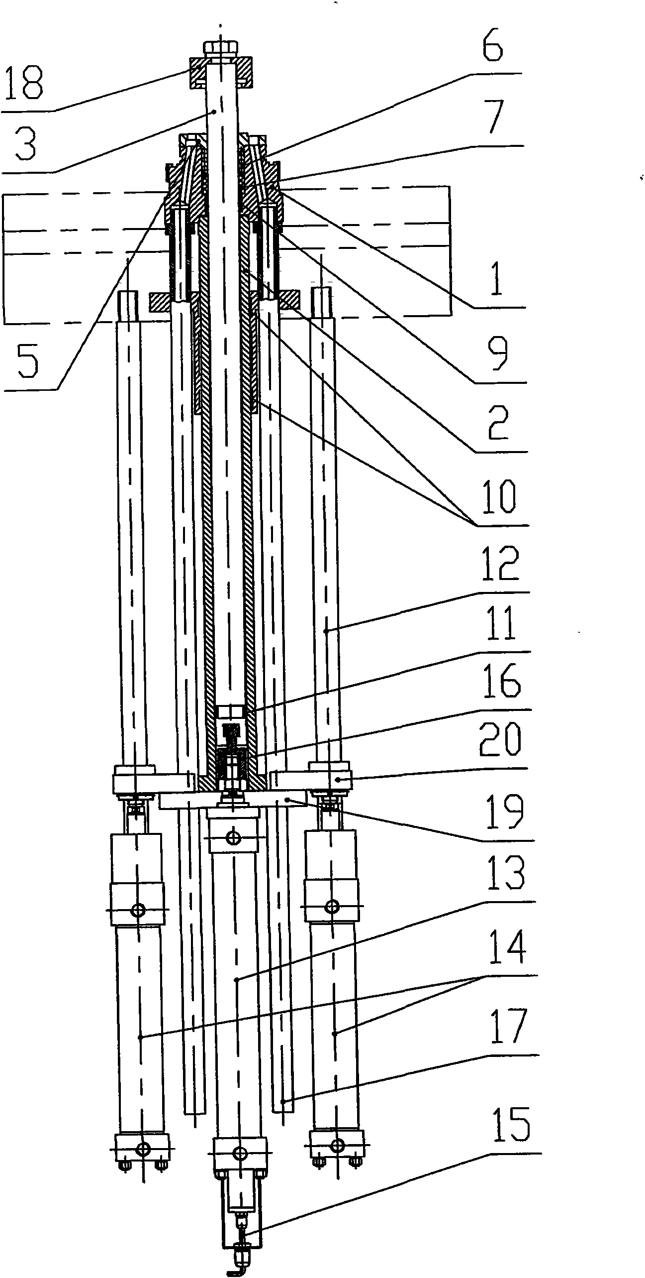 Leak-free center mechanism of hydraulic tyre shaping and curing press