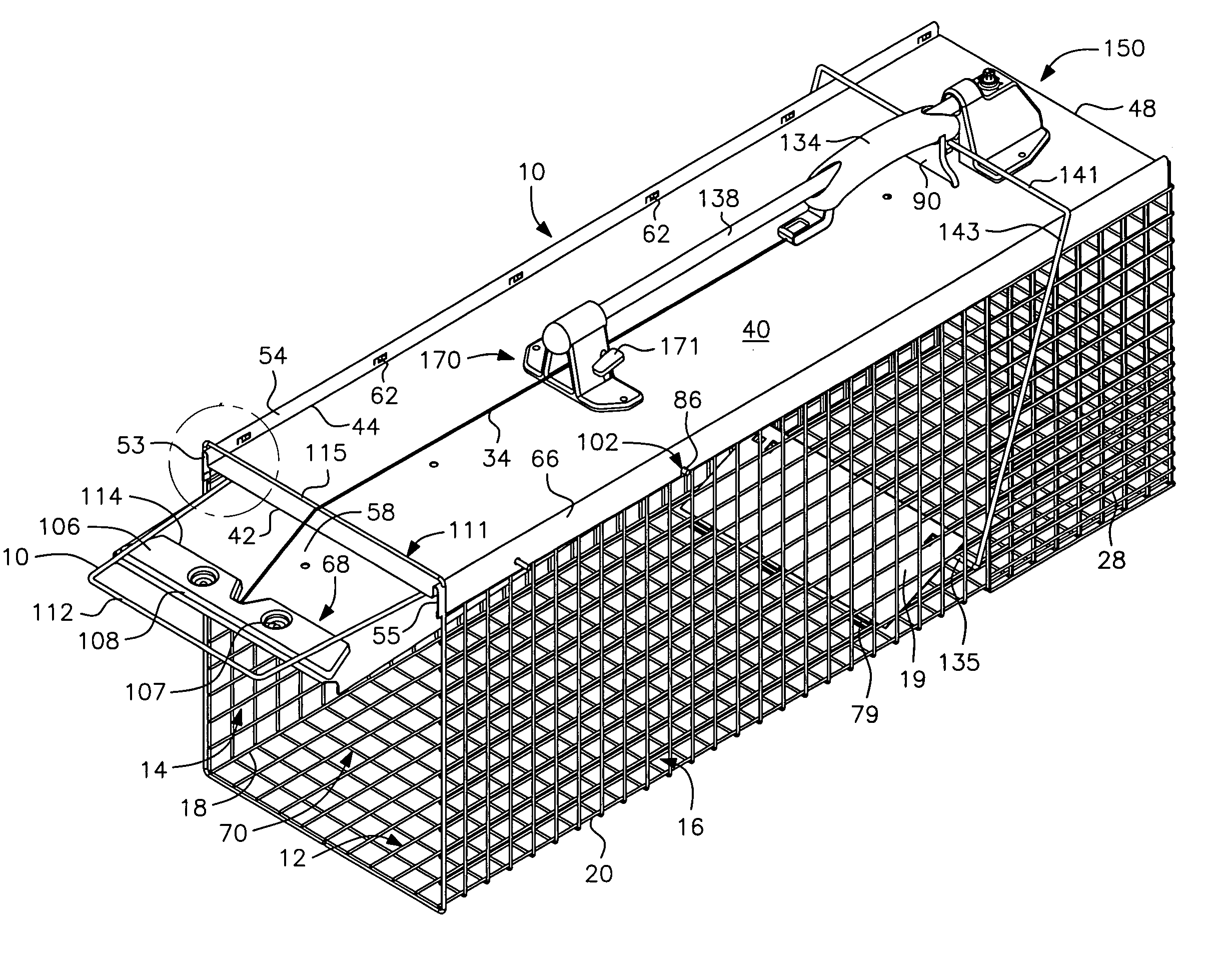 Cage trap with easy set and release mechanism