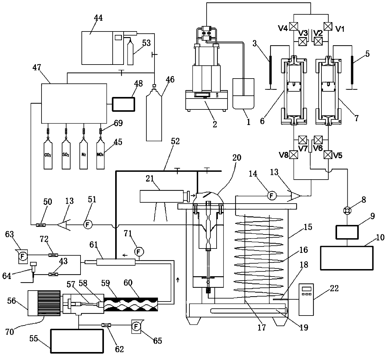 Laboratory research device for coal and electricity integrated three-waste-based foaming material