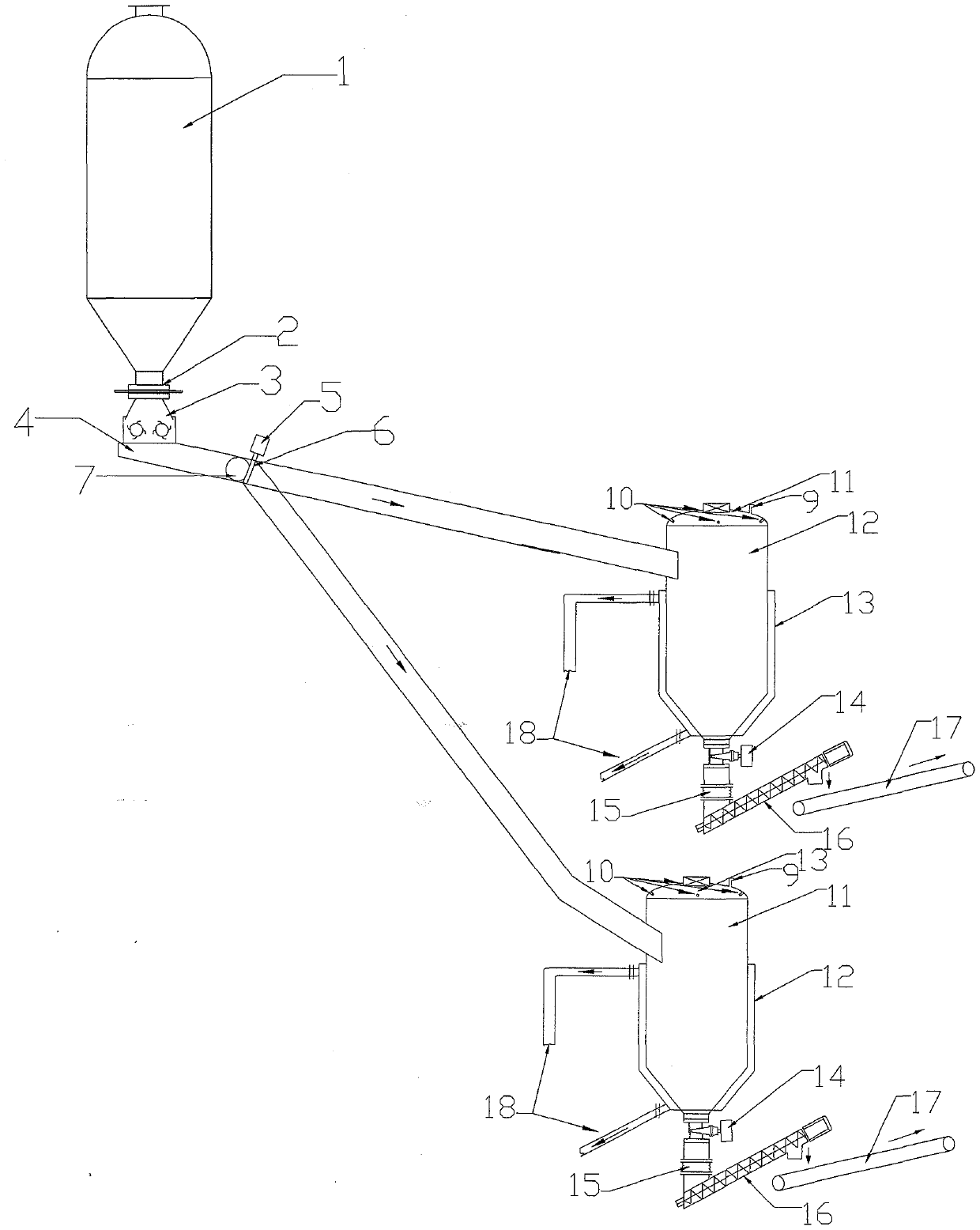 Coke storage and conveying equipment with reversing device