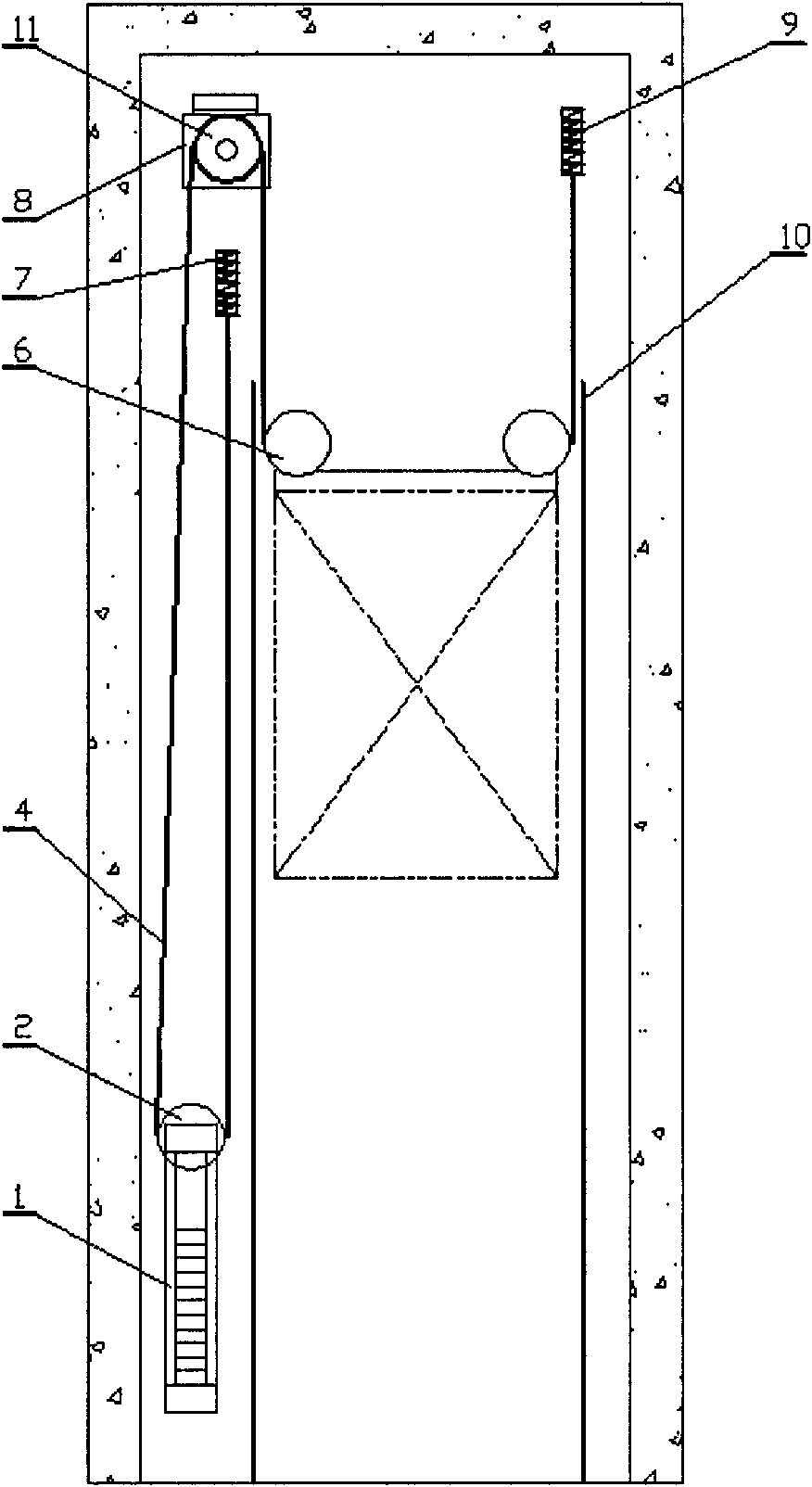 Winding mode of elevator steel wire rope and elevator