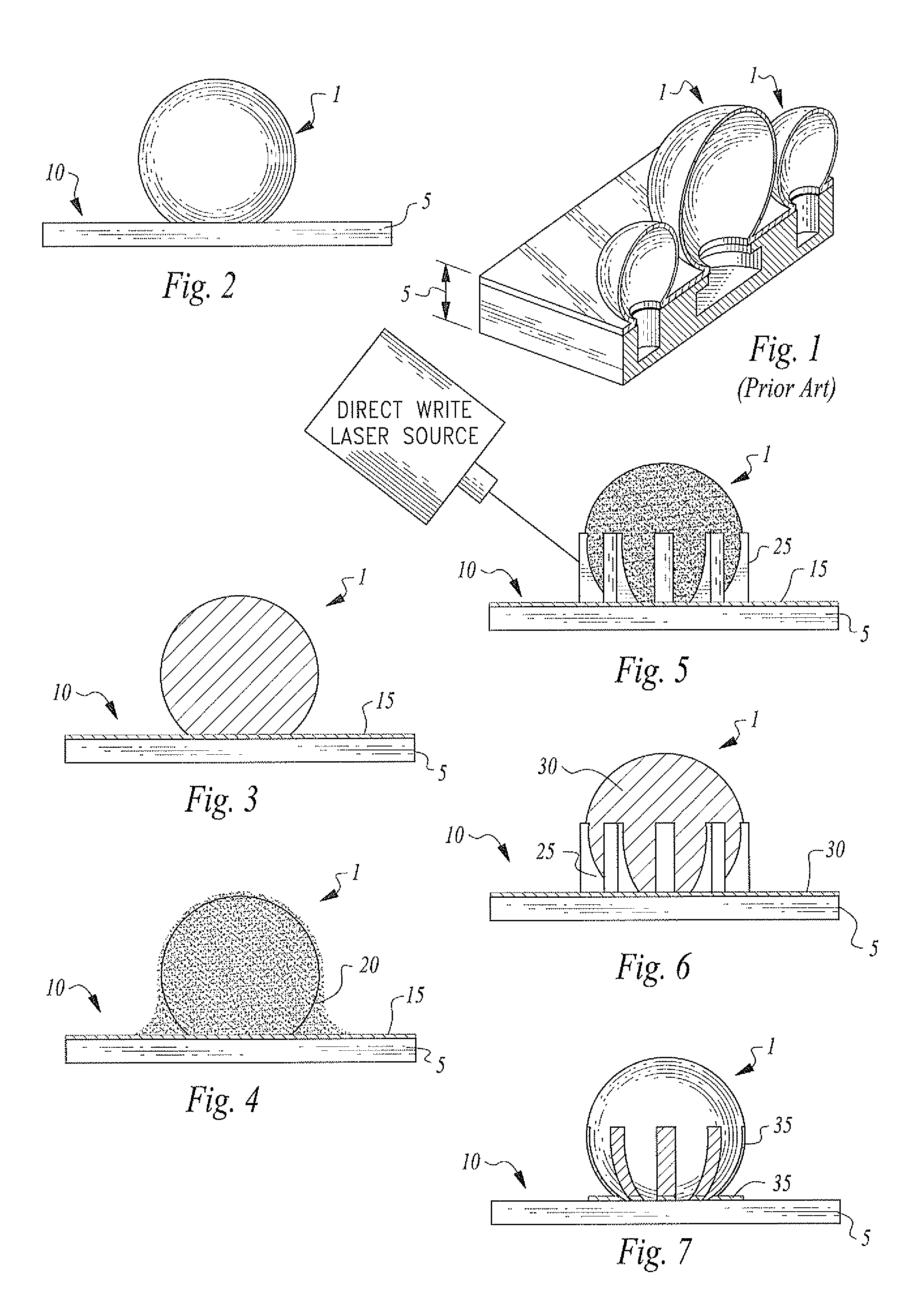 Method for Defining an Electronically Conductive Metal Structure on a Three-Dimensional Element and a Device Made From the Method