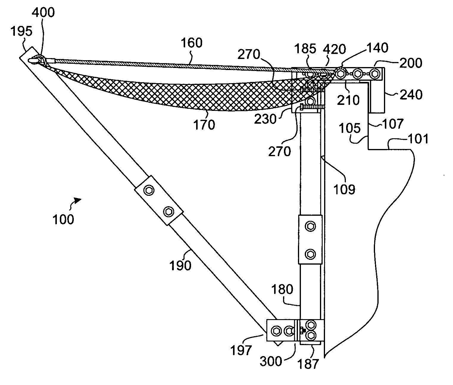 Parapet mounted net system