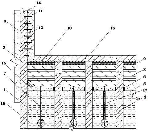 Piled raft foundation anti-floating structure and construction method