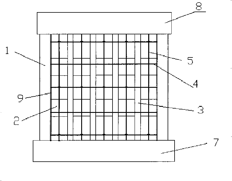Shear wall with inbuilt continuous-row steel tube concrete core column and soft steel energy consumption bond and manufacturing method thereof